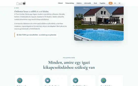 Twin Garden Zánka: a ház bemutatása